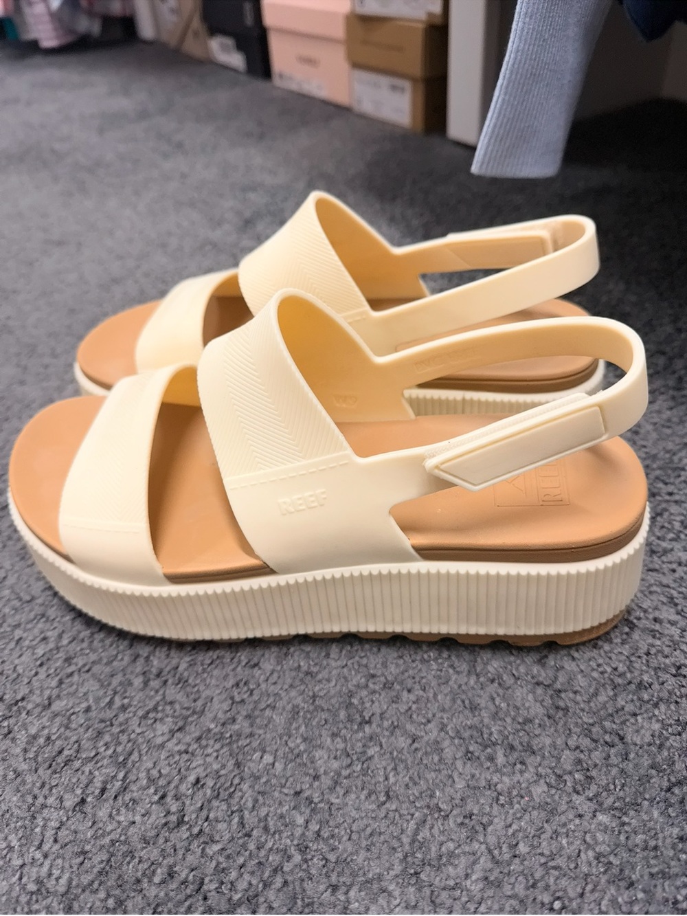 Reef Cream Platform Slingback Sandals - Women's Comfortable Summer Shoes